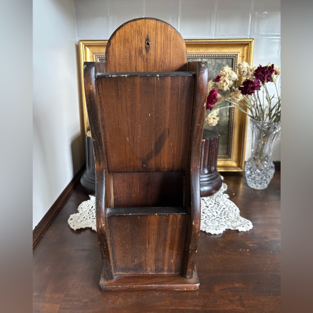 Vintage Handmade Wooden Wall Mail Organizer